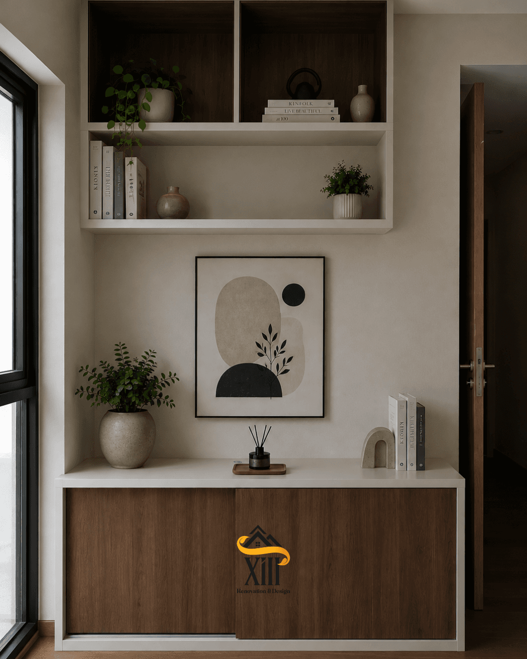 Japandi console and shelving